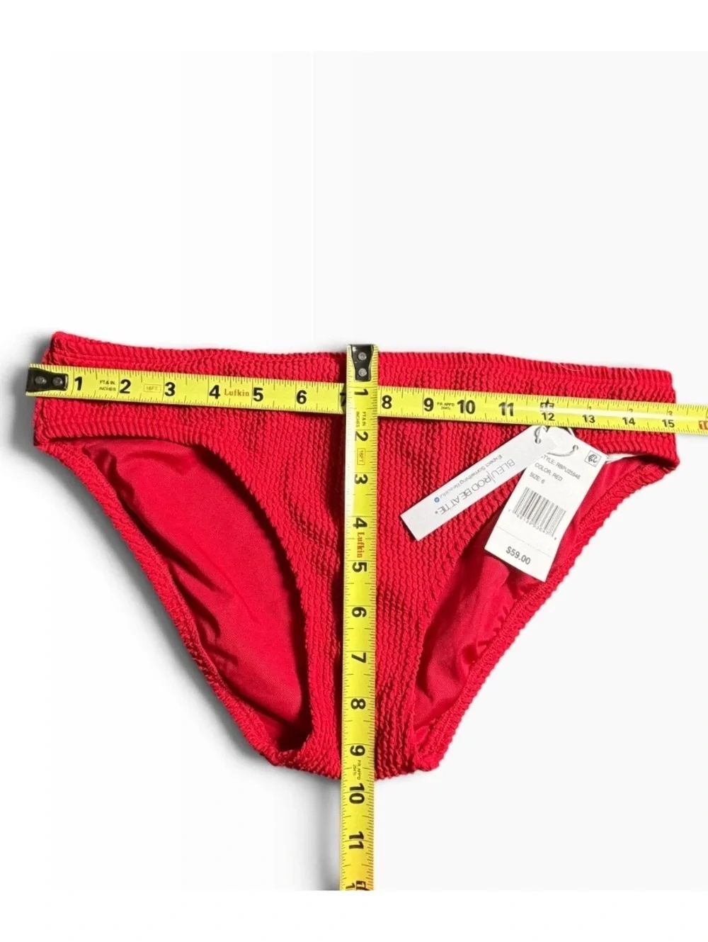 BLEU ROD BEATTIE red pucker up hipster ribbed bikini bottom size Small $59 NWT